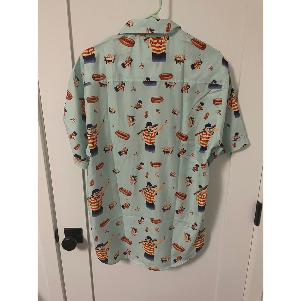 RSVLTS The Sandlot "Smalls" Outfield Short Sleeve Button Up Shirt Teal XL - Picture 5 of 6